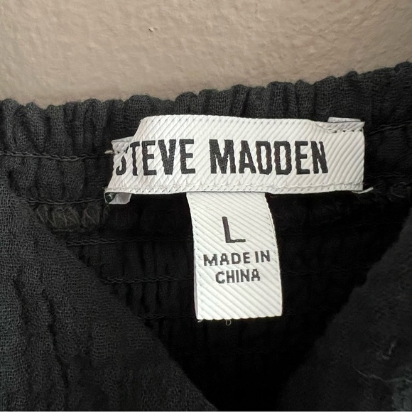 Steve Madden Taryn Cotton Gauze Midi Dress Sleeveless V Neck  Black Large - Picture 9 of 15